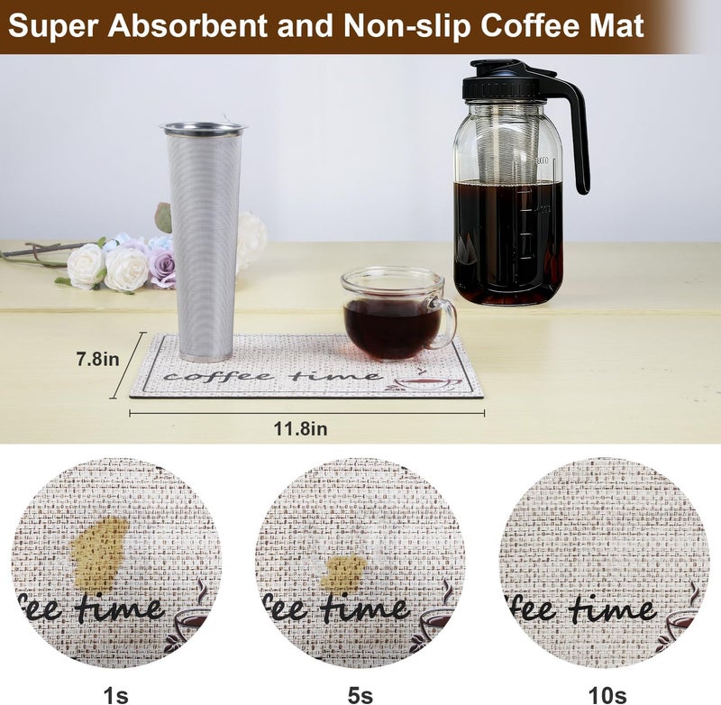 Heyglee Cold Brew Coffee Maker, 64oz Cold Brew Pitcher with Stainless Steel Filter & Coffee Mat, Glass Cold Brew Mason Jar with Airtight Lid, Cold Brew Brewer Kit Tea Infuser Pitcher, Gifts for Coffee Lovers - Image 2